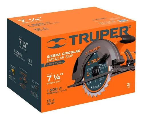 Sierra circular Truper, 7-1/4", profesional, 1500 W